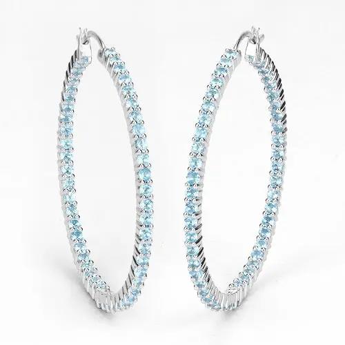 Earrings: pair of 3.60 ct Swiss blue topaz hoop earrings in .925 sterling silver by Bids.com on Tampa Home & Garden Store