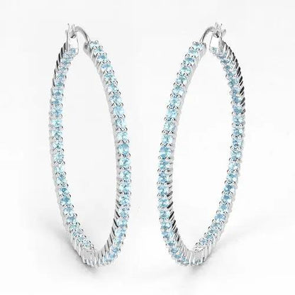 Earrings: pair of 3.60 ct Swiss blue topaz hoop earrings in .925 sterling silver by Bids.com on Tampa Home & Garden Store