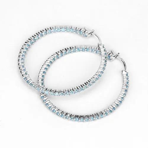Hoop earrings pair with 3.60 ct genuine Swiss blue topaz in .925 sterling silver by Bids.com on Tampa Home & Garden Store