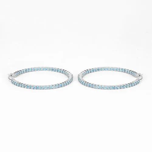 Pair of hoop earrings in .925 sterling silver with 3.60ct genuine Swiss blue topaz stones on Tampa Home & Garden Store