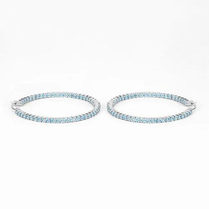 Pair of hoop earrings in .925 sterling silver with 3.60ct genuine Swiss blue topaz stones on Tampa Home & Garden Store