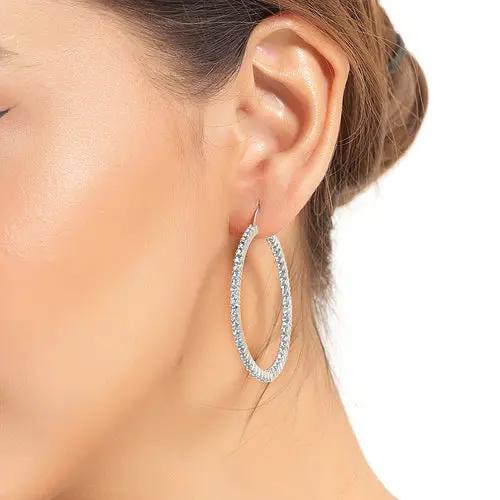 Sterling silver pave hoop earrings with clear crystals on Tampa Home & Garden Store