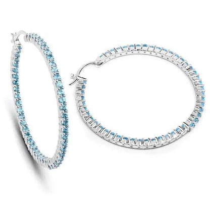 Earrings 3.60 Carat Swiss Blue Topaz in .925 Sterling Silver Hoop Earrings by Bids.com on Tampa Home & Garden Store