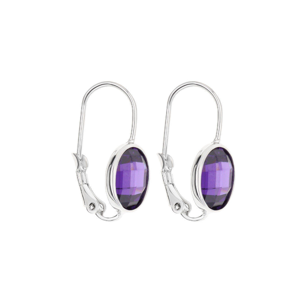 February Birthstone Color Earrings by Lauren G Adams, silver lever-back with amethyst pair on Tampa Home & Garden Store