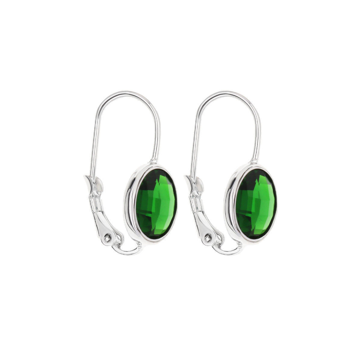 May Birthstone Color Earrings silver lever-back with oval green gemstone by Lauren G Adams on Tampa Home & Garden Store