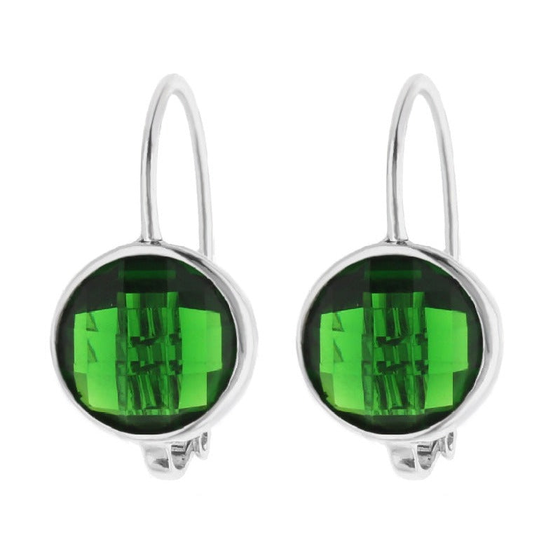 May Birthstone Earrings green gemstone in silver bezel with lever-back hooks Lauren G Adams on Tampa Home & Garden Store