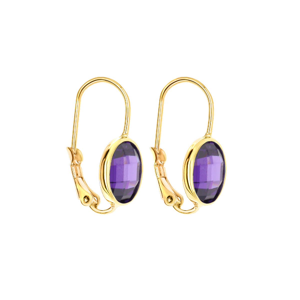 June Birthstone Color Earrings by Lauren G Adams, gold leverback with purple oval stones on Tampa Home & Garden Store
