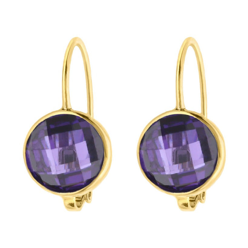 June Birthstone Color Earrings, gold-tone with purple faceted stones, Lauren G Adams, a pair on Tampa Home & Garden Store