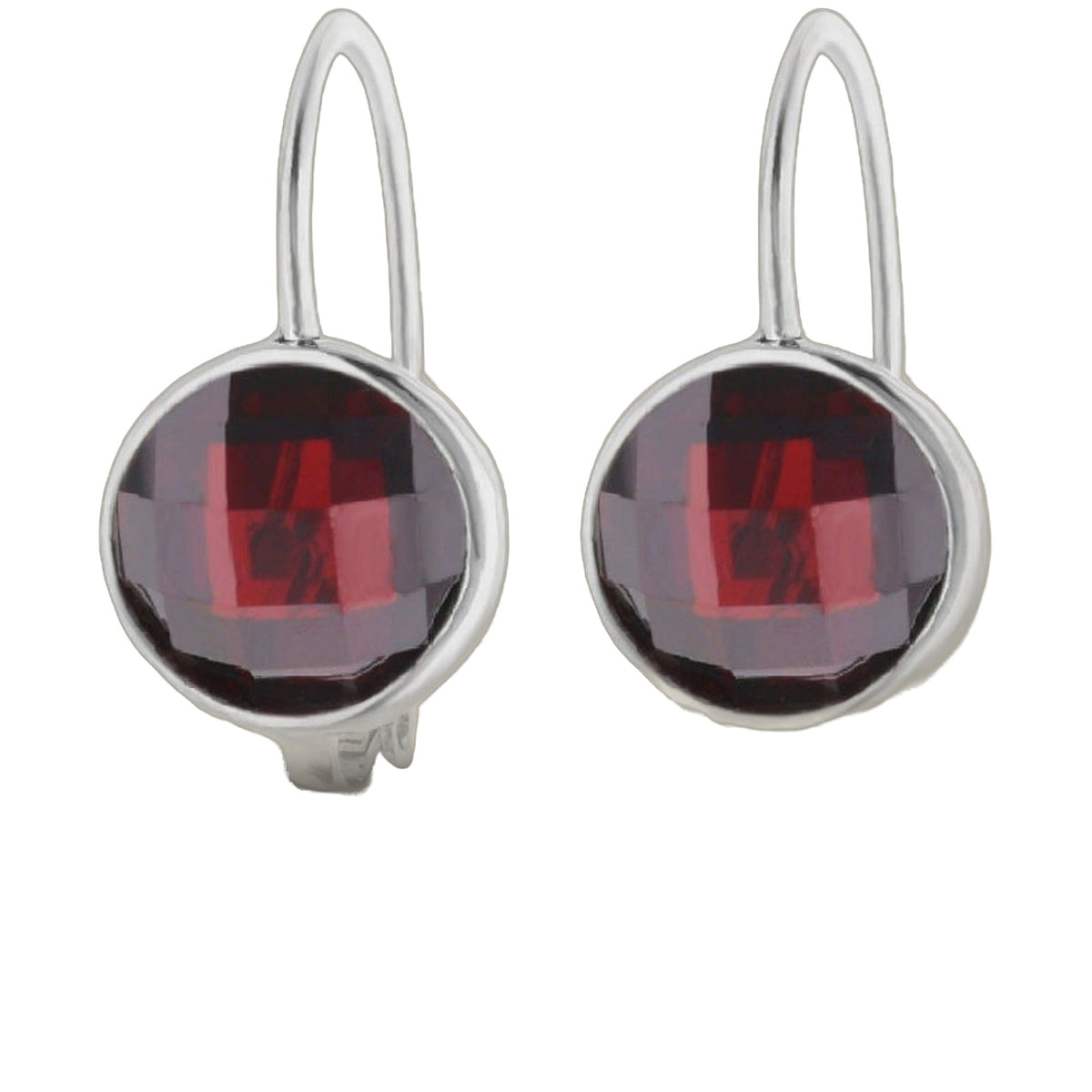 Pair of January Birthstone Color Earrings by Lauren G Adams with red garnet gems in silver on Tampa Home & Garden Store
