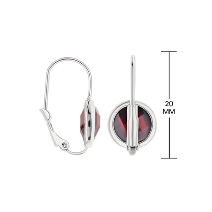 Pair of January Birthstone Color Earrings by Lauren G Adams, garnet in silver lever-back on Tampa Home & Garden Store