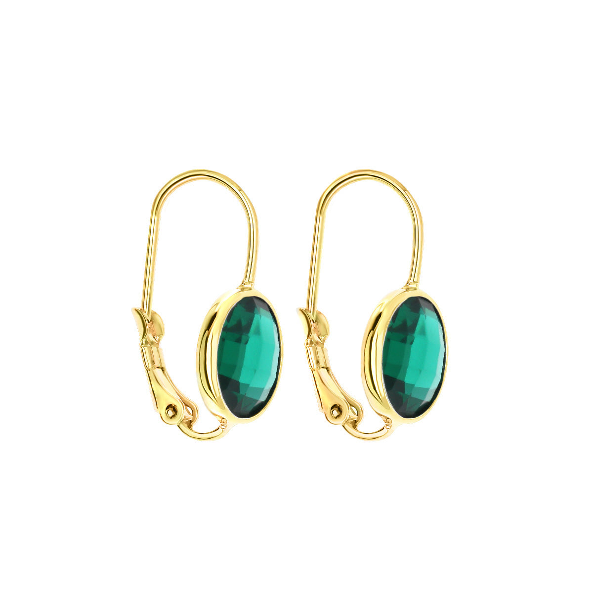 December Birthstone Color Earrings by Lauren G Adams, gold-tone emerald-green oval stones, pair on Tampa Home & Garden Store