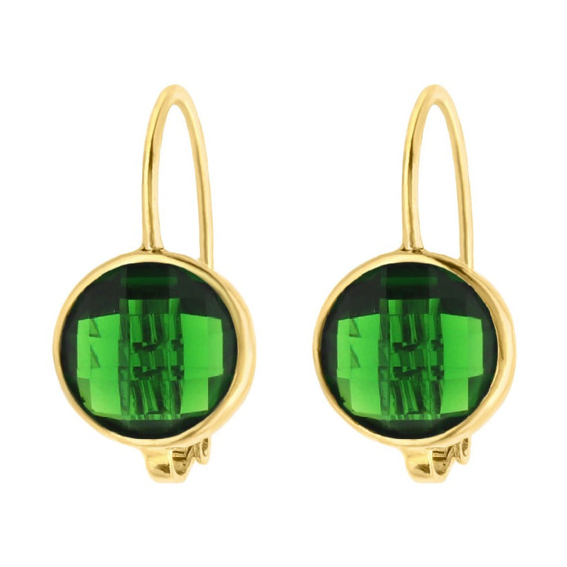 May Birthstone Color Earrings pair in gold with green faceted stones on Tampa Home & Garden Store