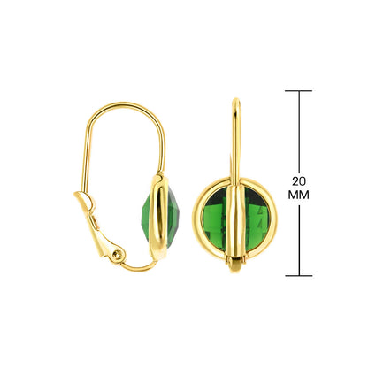 May Birthstone Color Earrings, goldtone lever-back with emerald facets, 20 mm Lauren G Adams on Tampa Home & Garden Store