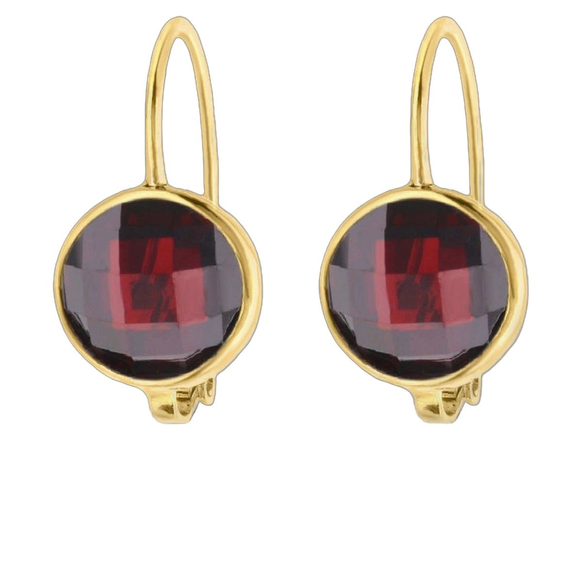 Pair of January Birthstone Color Earrings by Lauren G Adams, gold-tone bezel-set garnet drops on Tampa Home & Garden Store