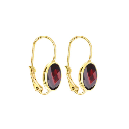 January Birthstone Color Earrings by Lauren G Adams, gold-tone leverback with garnet stones on Tampa Home & Garden Store