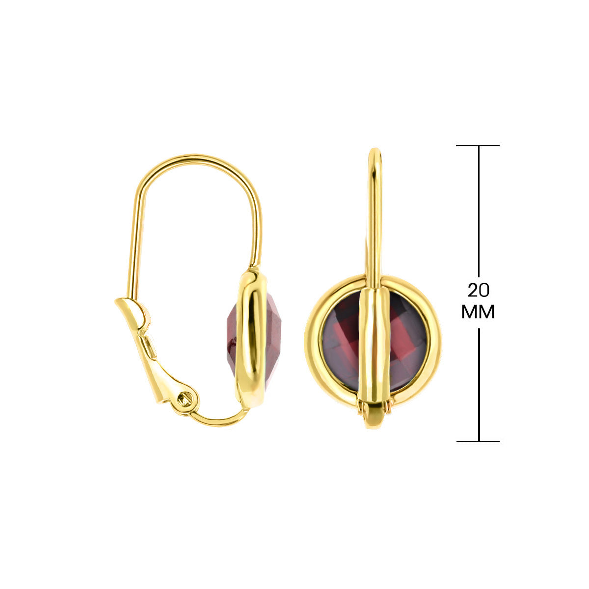 January Birthstone Color Earrings Lauren G Adams, gold lever-back with garnet stone 20mm on Tampa Home & Garden Store