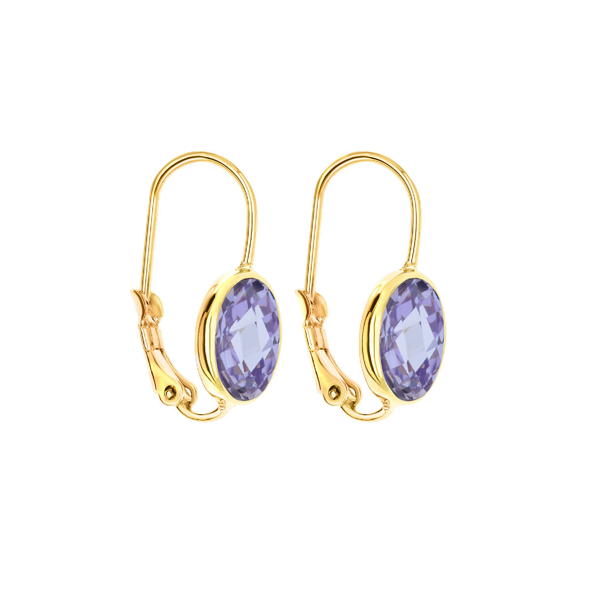February Birthstone Earrings by Lauren G Adams, gold-tone lever-back with violet stones on Tampa Home & Garden Store