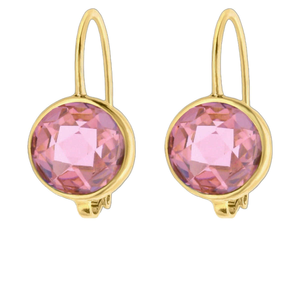 October Birthstone Color Earrings, gold drop with pink faceted stones, set of 2 on Tampa Home & Garden Store