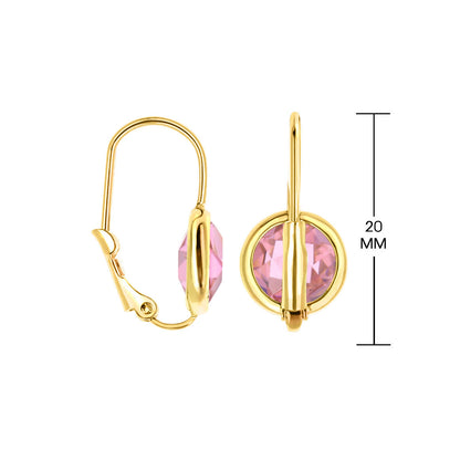 October Birthstone Color Earrings, gold-tone hoops with pink faceted stone, Lauren G Adams pair on Tampa Home & Garden Store