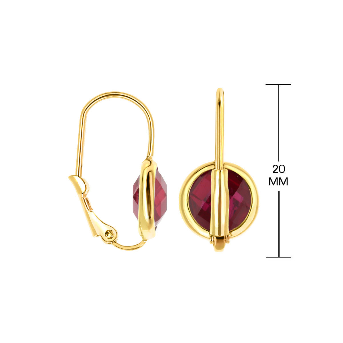 July Birthstone Color Earrings by Lauren G Adams gold-tone leverback hoops with red gemstone on Tampa Home & Garden Store