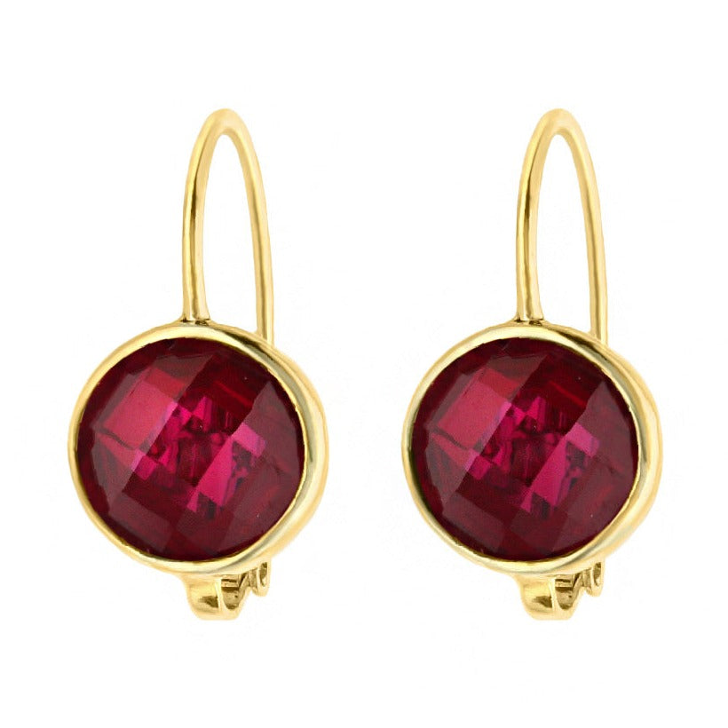 July Birthstone Color Earrings gold-tone settings with round red gemstones by Lauren G Adams on Tampa Home & Garden Store