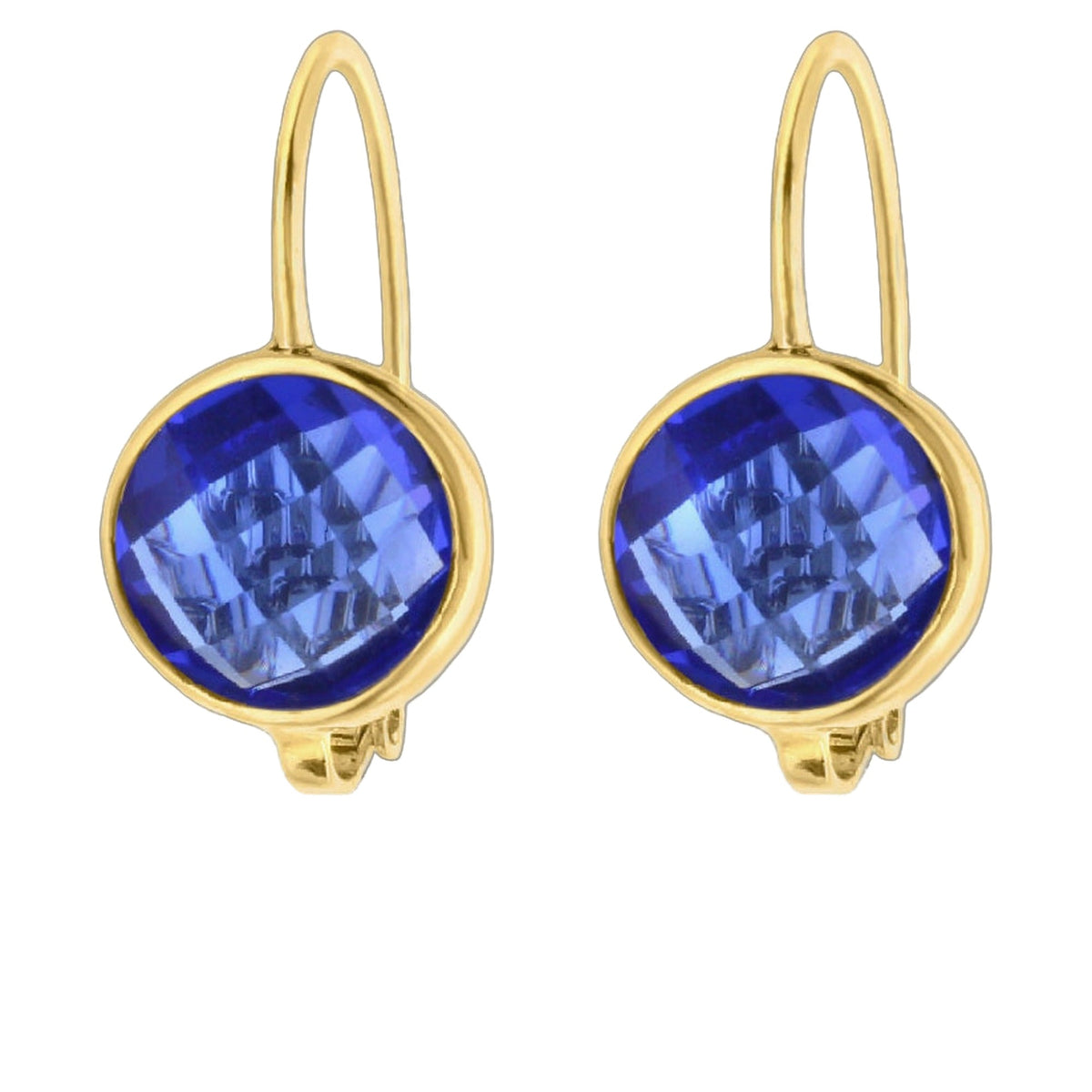 September Birthstone Color Earrings by Lauren G Adams, gold bezel blue crystals, pair on Tampa Home & Garden Store