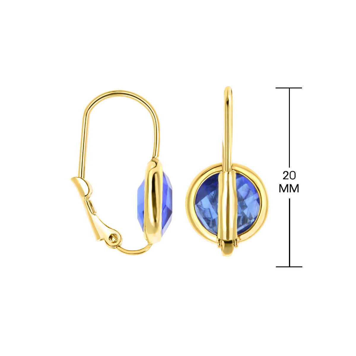 September Birthstone Color Earrings by Lauren G Adams, gold-tone leverback with blue stone on Tampa Home & Garden Store
