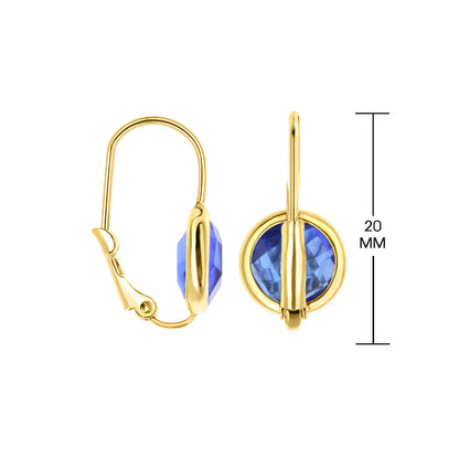 September Birthstone Color Earrings by Lauren G Adams, gold-tone leverback with blue stone on Tampa Home & Garden Store