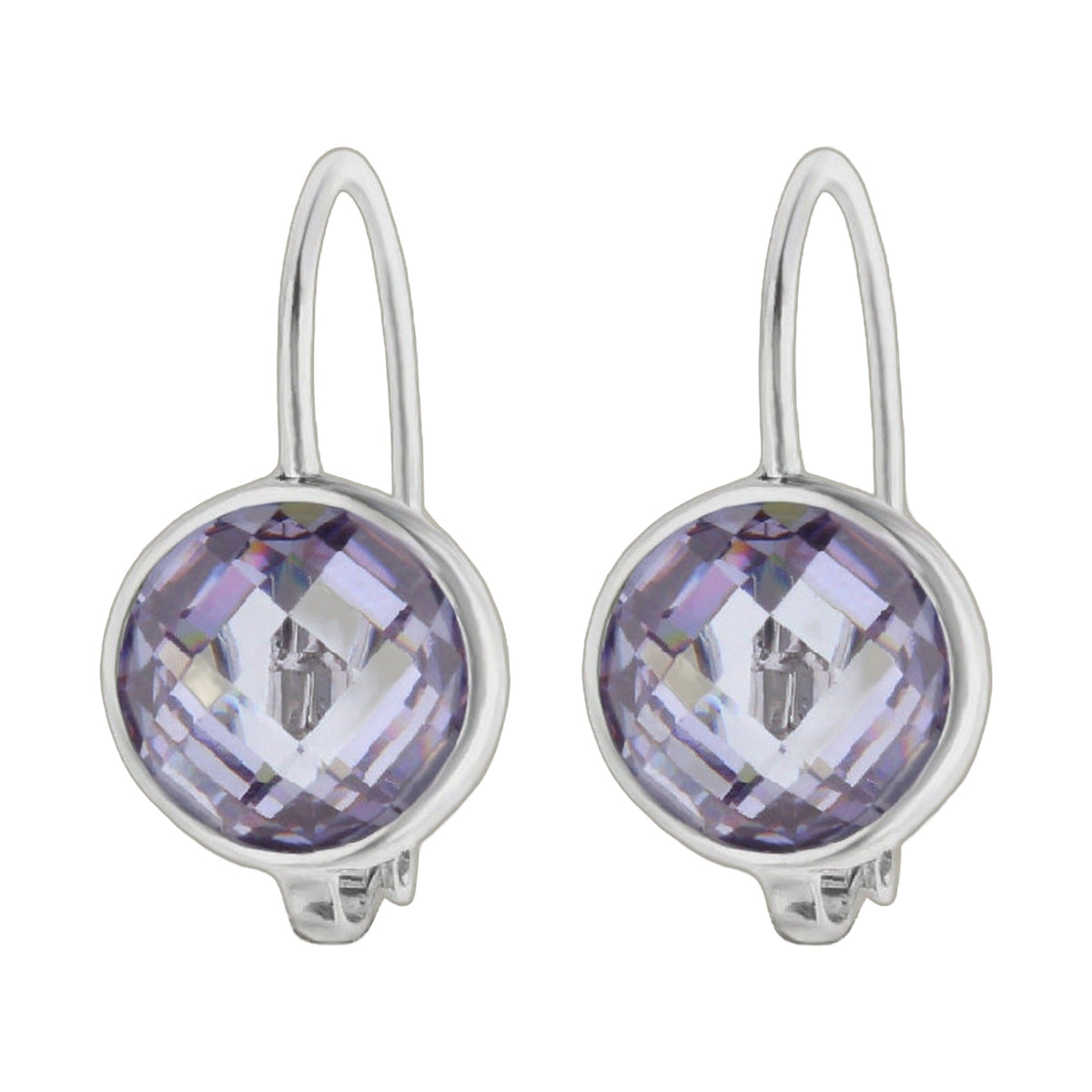 June Birthstone Color Earrings lavender faceted gemstone set in silver tone pair on Tampa Home & Garden Store