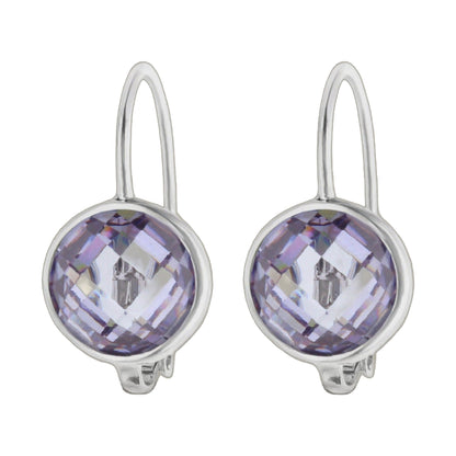 June Birthstone Color Earrings lavender faceted gemstone set in silver tone pair on Tampa Home & Garden Store
