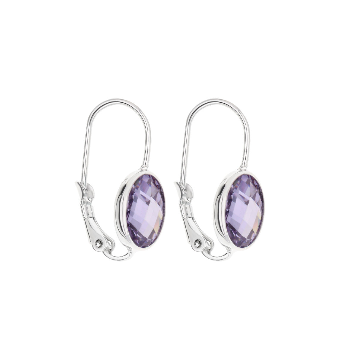 June Birthstone Color Earrings by Lauren G Adams, purple oval gemstones in silver leverback on Tampa Home & Garden Store