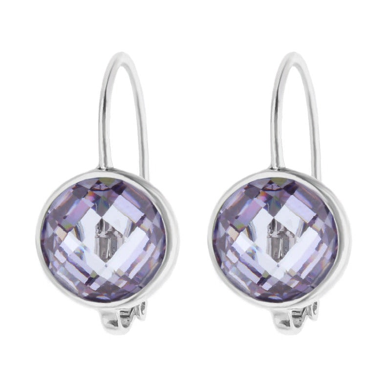 June Birthstone Color Earrings by Lauren G Adams, silver bezel, purple facets, 2 earrings on Tampa Home & Garden Store