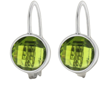 August Birthstone Color Earrings by Lauren G Adams, green faceted gemstone in silver setting, pair on Tampa Home & Garden Store