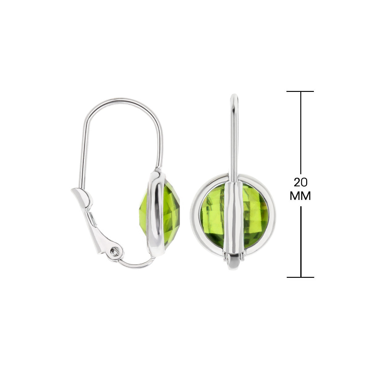 August Birthstone Color Earrings by Lauren G Adams, green peridot, lever-back pair on Tampa Home & Garden Store