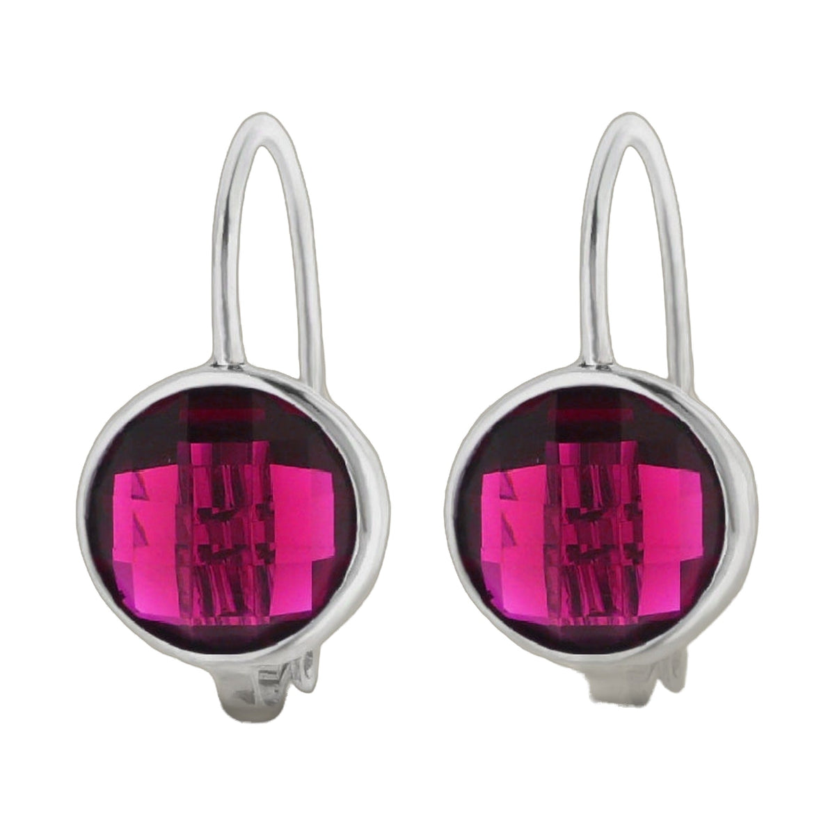 July Birthstone Color Earrings pair with magenta gemstones in silver settings on Tampa Home & Garden Store