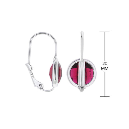 July Birthstone Earrings by Lauren G Adams lever-back silver with pink crystals 20mm Garden on Tampa Home & Garden Store