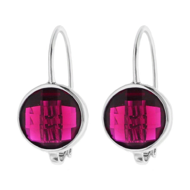 July Birthstone Color Earrings Lauren G Adams pink-purple stones in silver bezel pair on Tampa Home & Garden Store
