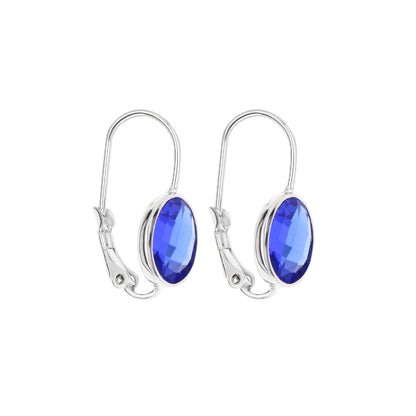 September Birthstone Color Earrings by Lauren G Adams, silver lever-back with sapphires on Tampa Home & Garden Store