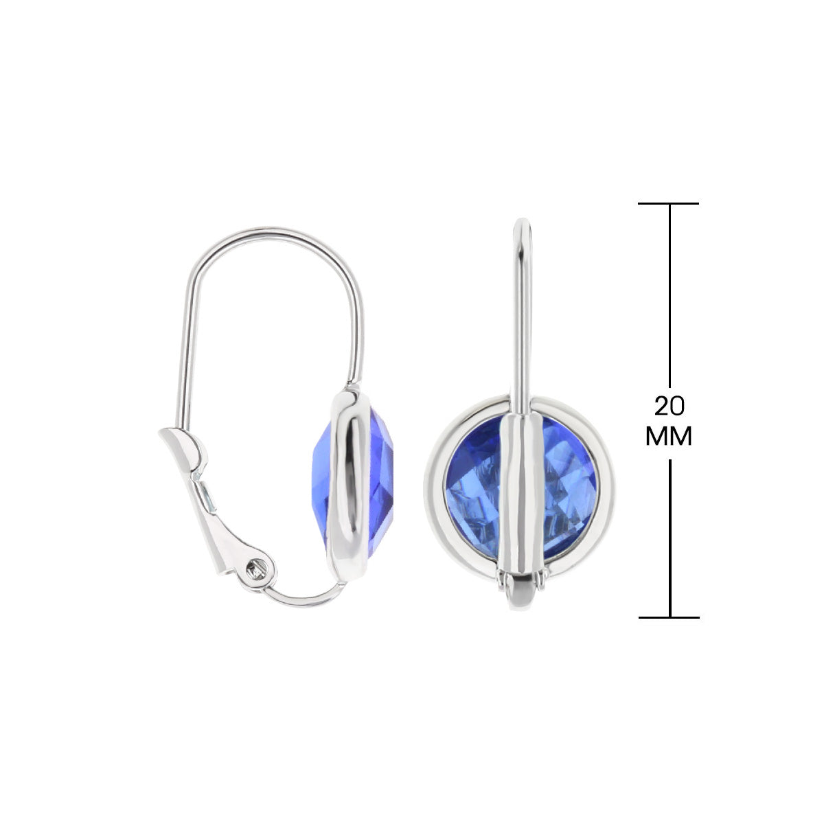 September Birthstone Color Earrings by Lauren G Adams, lever-back with blue gemstone in silver on Tampa Home & Garden Store