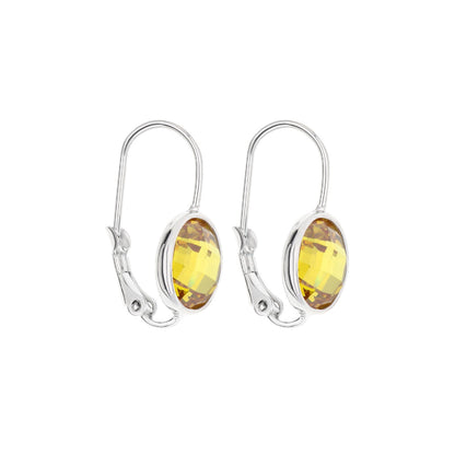 November Birthstone Color Earrings pair Lauren G Adams, silver-tone leverbacks with yellow stones on Tampa Home & Garden Store