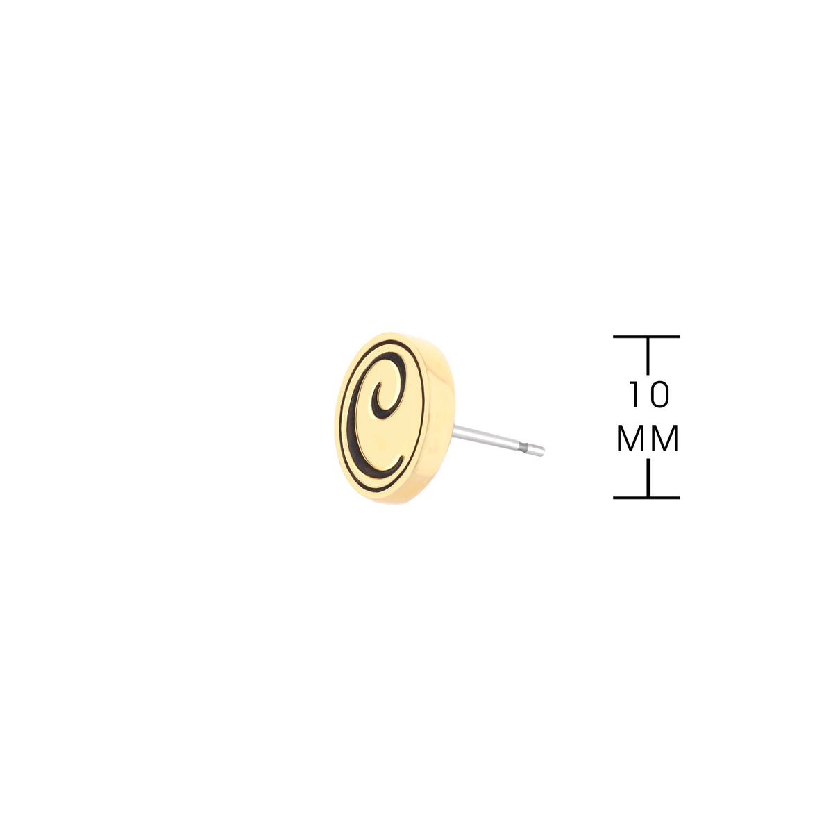 Initial C Earring by Lauren G Adams; gold-tone disc with black scripted C on Tampa Home & Garden Store
