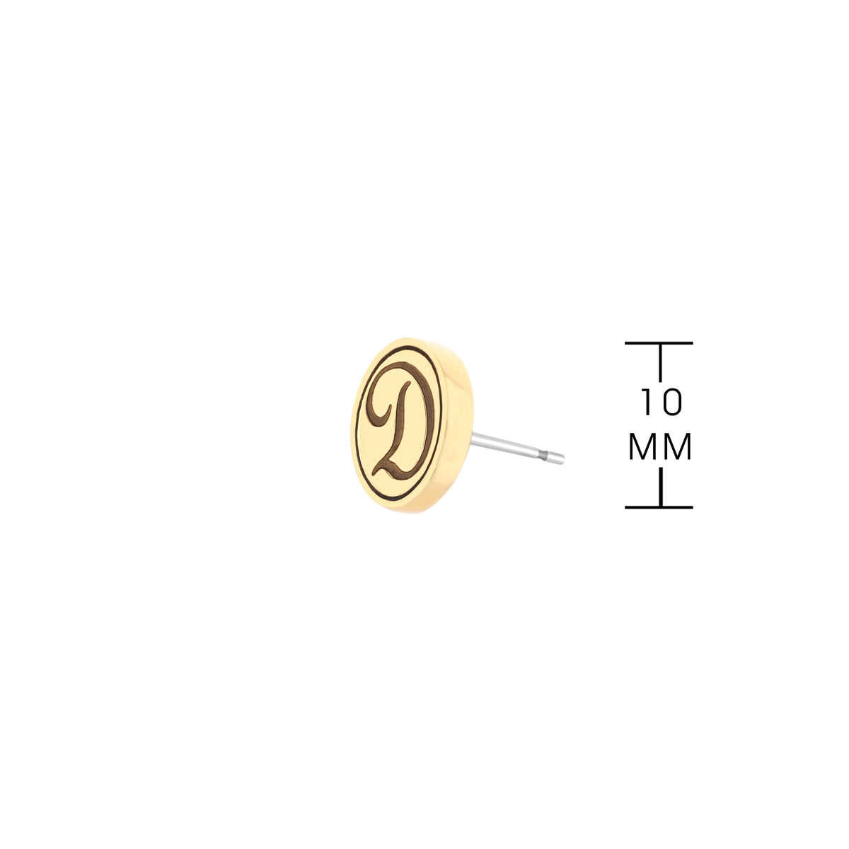 Initial D Earring by Lauren G Adams: round wooden disc with black D monogram, stud earring on Tampa Home & Garden Store