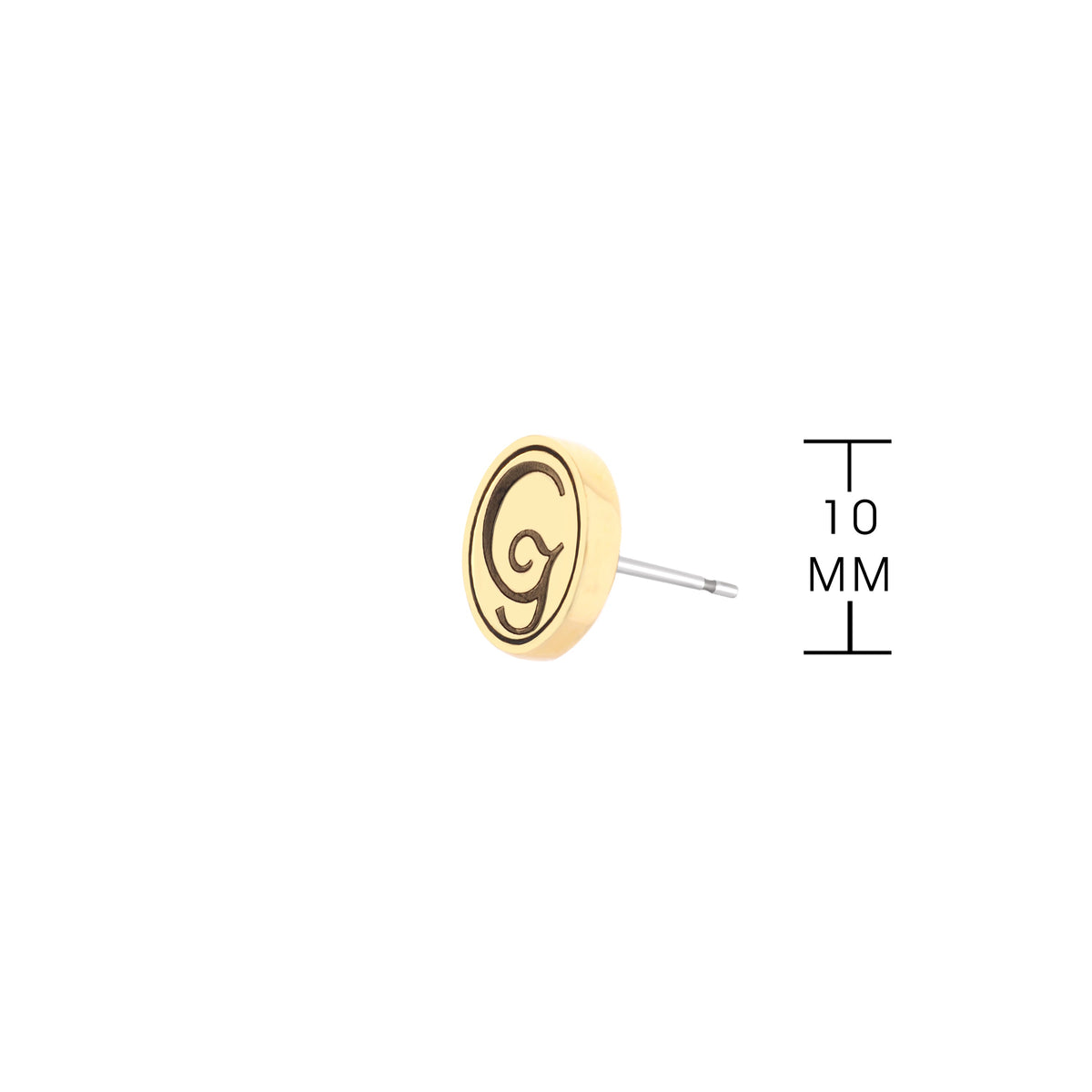 Initial G Earring by Lauren G Adams, wood-toned oval disk with black ring, stud post on Tampa Home & Garden Store