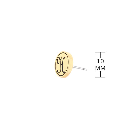 Initial H Earring yellow round disk with black HE initials Lauren G Adams on Tampa Home & Garden Store