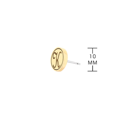 Initial K Earring gold-tone round monogram pendant by Lauren G Adams on Tampa Home & Garden Store