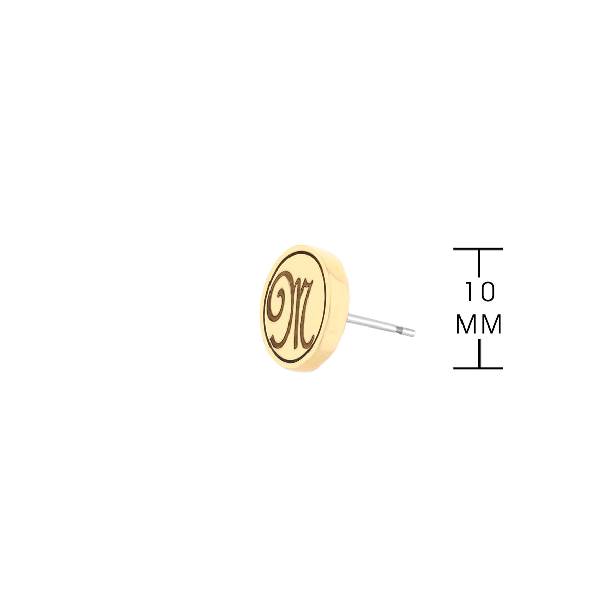 Initial M earring, round wooden disk with black M monogram, Lauren G Adams on Tampa Home & Garden Store