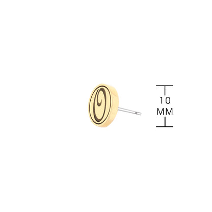 Initial O Earring by Lauren G Adams, gold-tone round disc stud with black O design on Tampa Home & Garden Store