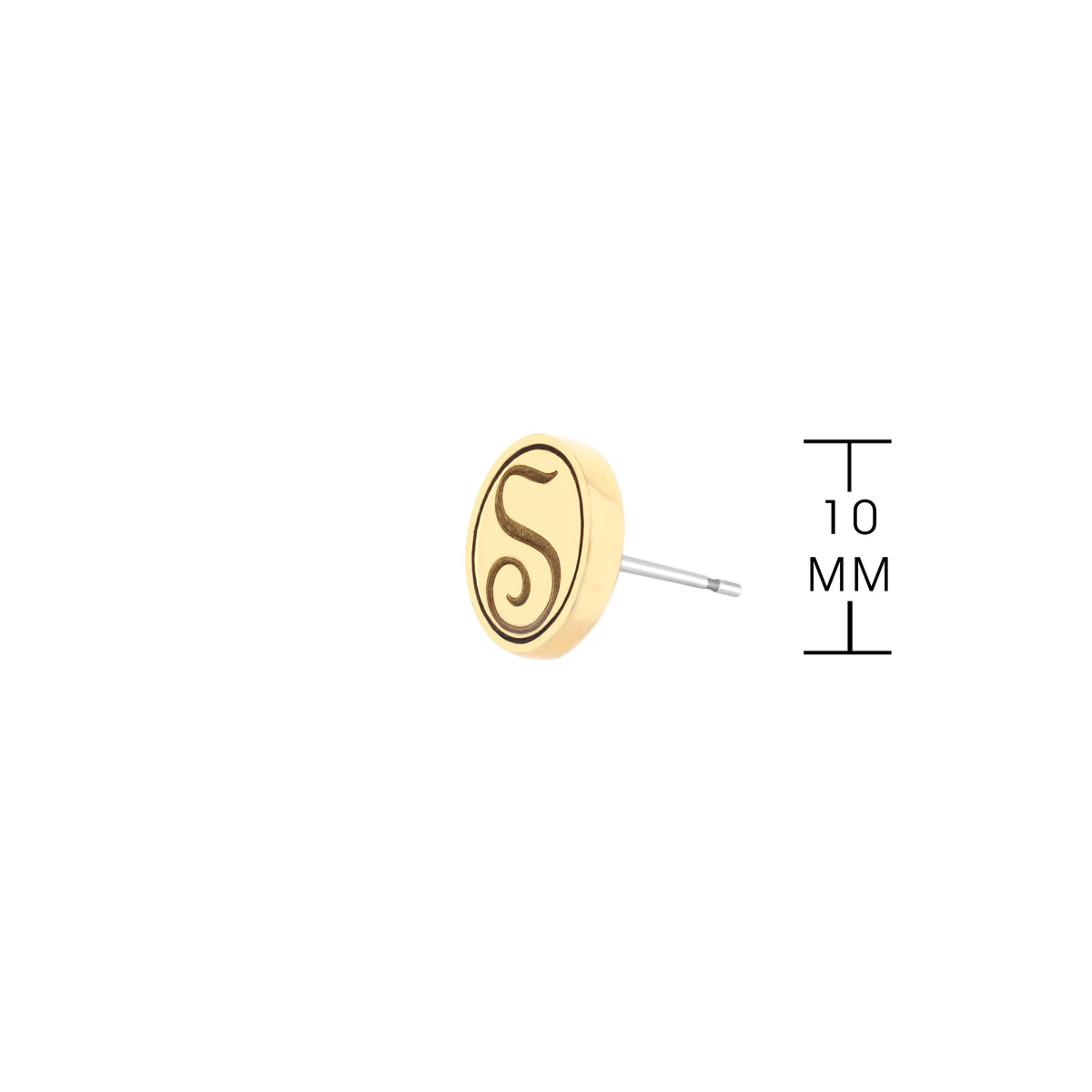 Initial S Earring gold-tone oval disc with black S monogram by Lauren G Adams on Tampa Home & Garden Store