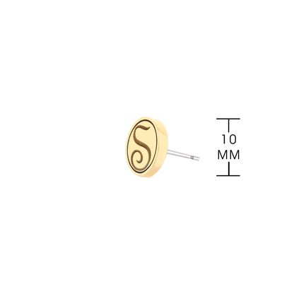 Initial S Earring gold-tone oval disc with black S monogram by Lauren G Adams on Tampa Home & Garden Store