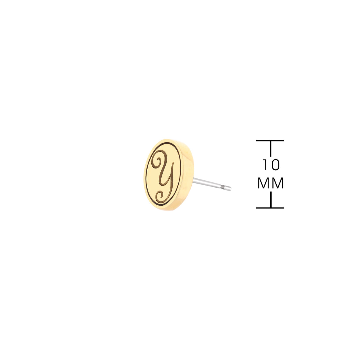 Gold-tone circular Initial Y earring with black script monogram by Lauren G Adams on Tampa Home & Garden Store